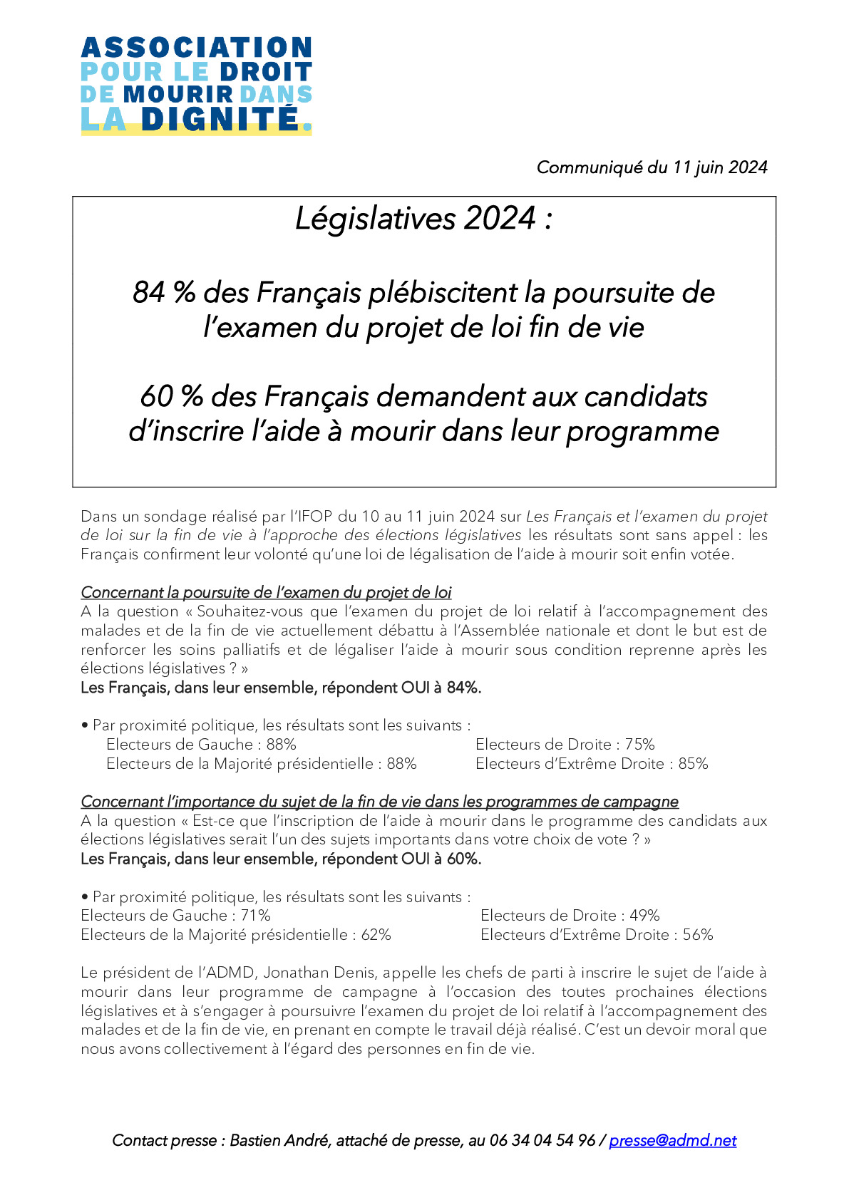 Législatives : 84% des Français plébiscitent la poursuite de l’examen du projet de loi fin de vie 