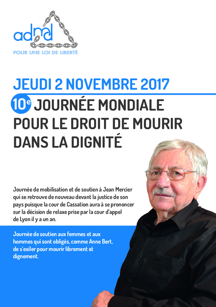 Jeudi 2 novembre 2017 - 10ème Journée mondiale pour le droit de mourir dans la dignité