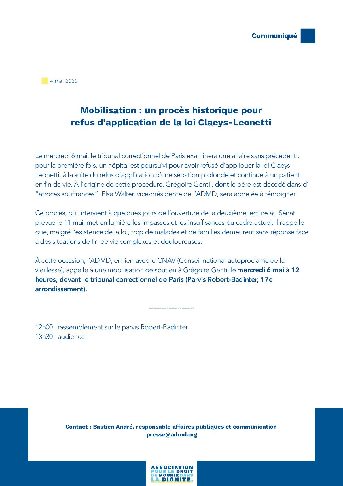Mobilisation : un procès historique pour refus d’application de la loi Claeys-Leonetti
