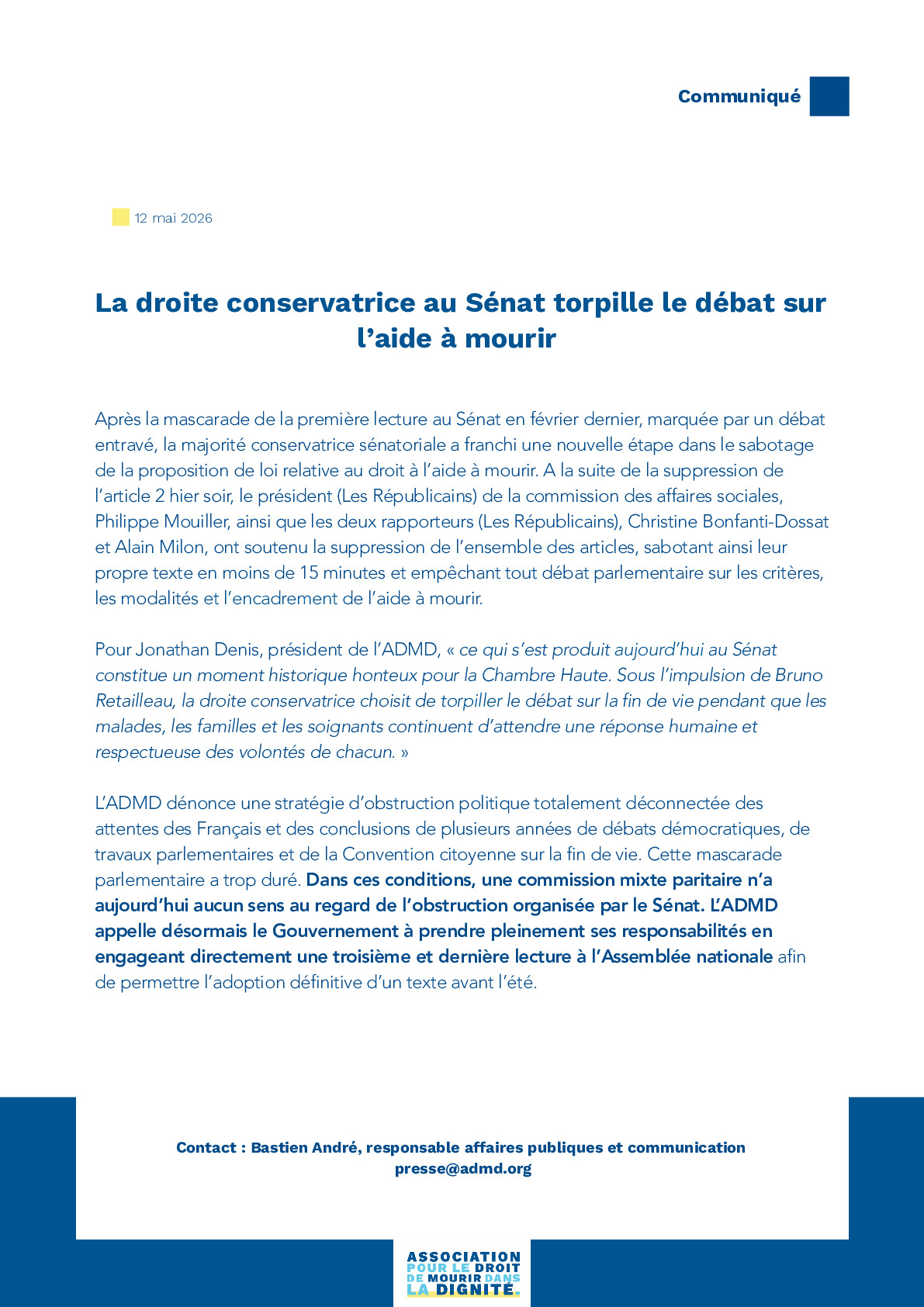 La droite conservatrice au Sénat torpille le débat sur l’aide à mourir