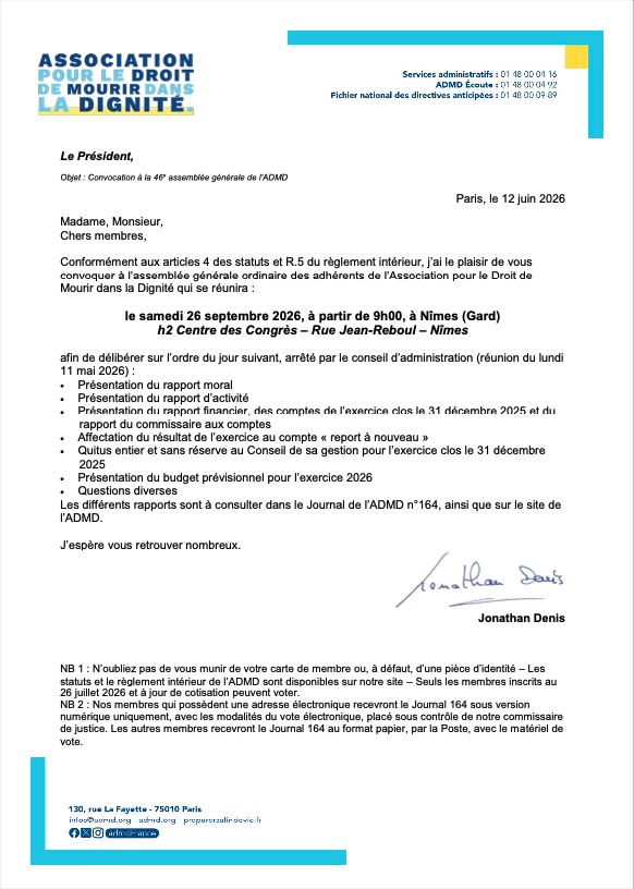 Lettre de convocation 2026