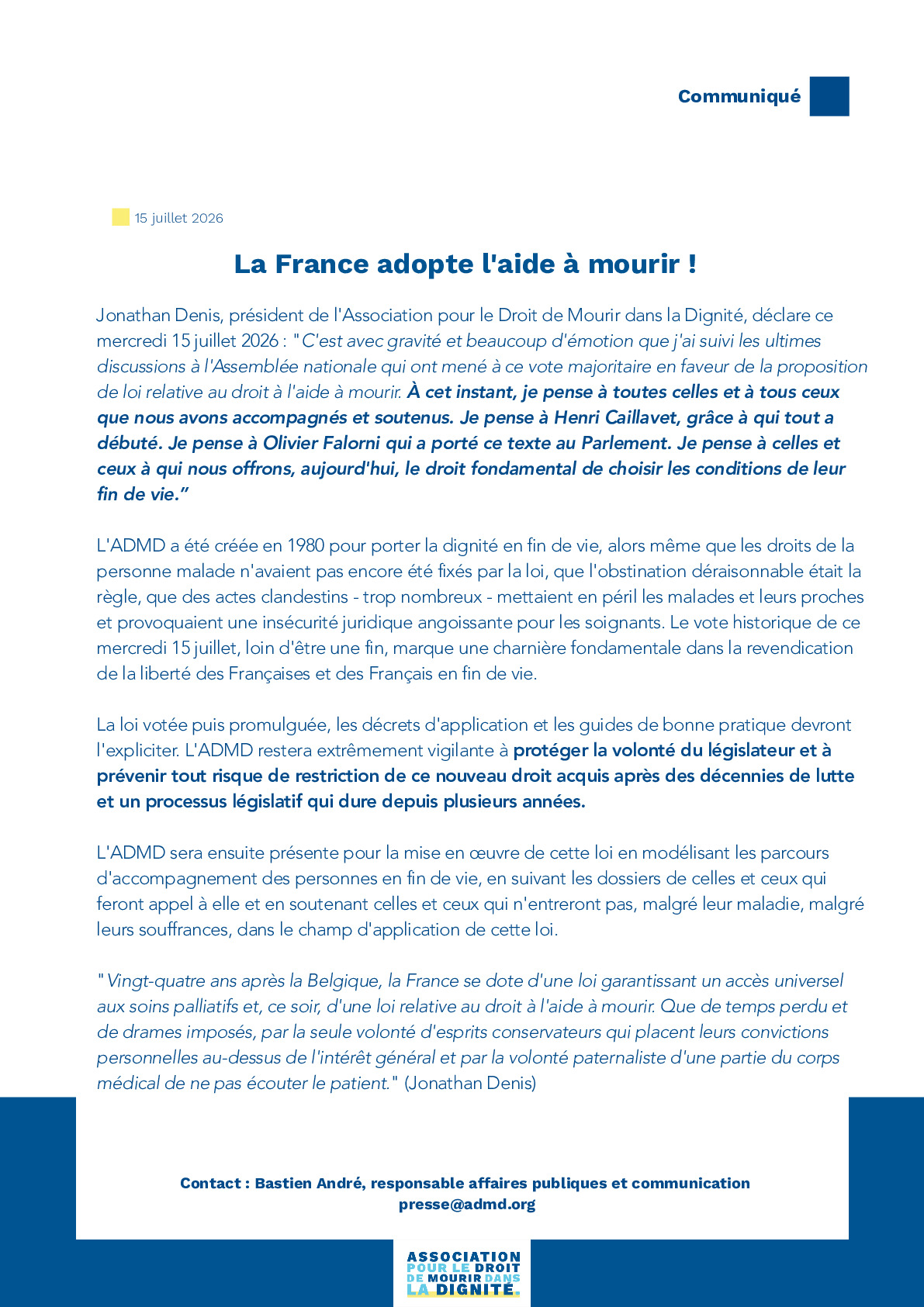La France adopte l'aide à mourir !
