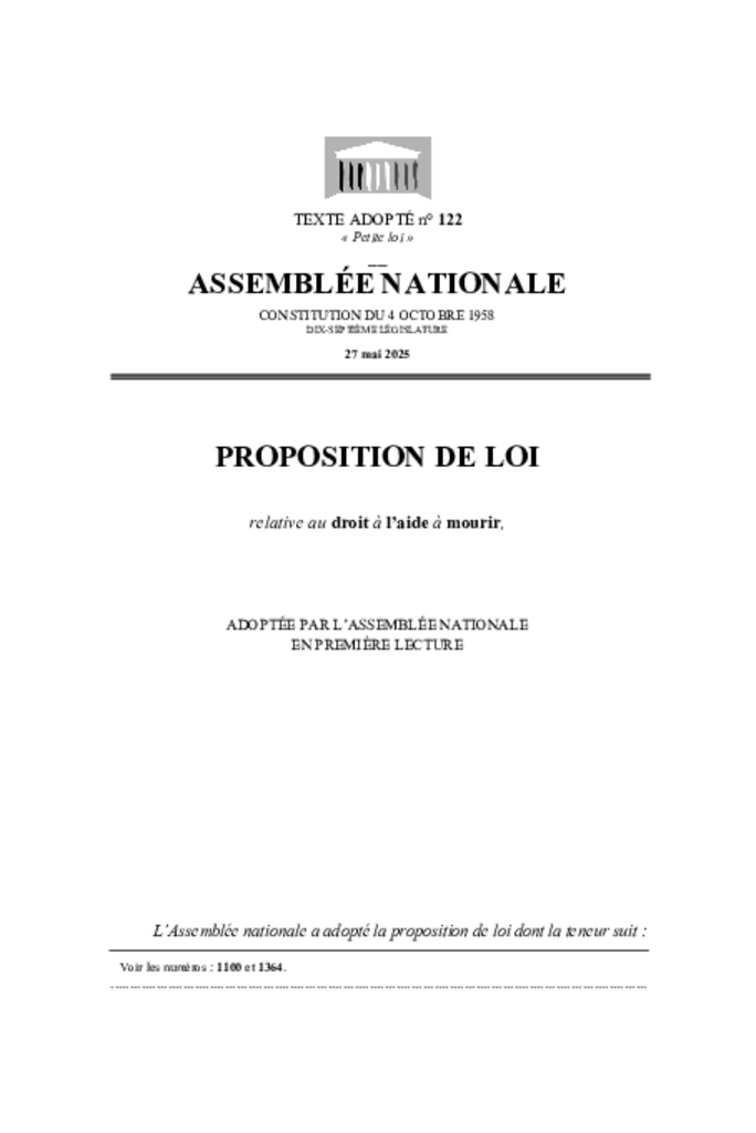 La proposition de loi relative au droit à l’aide à mourir