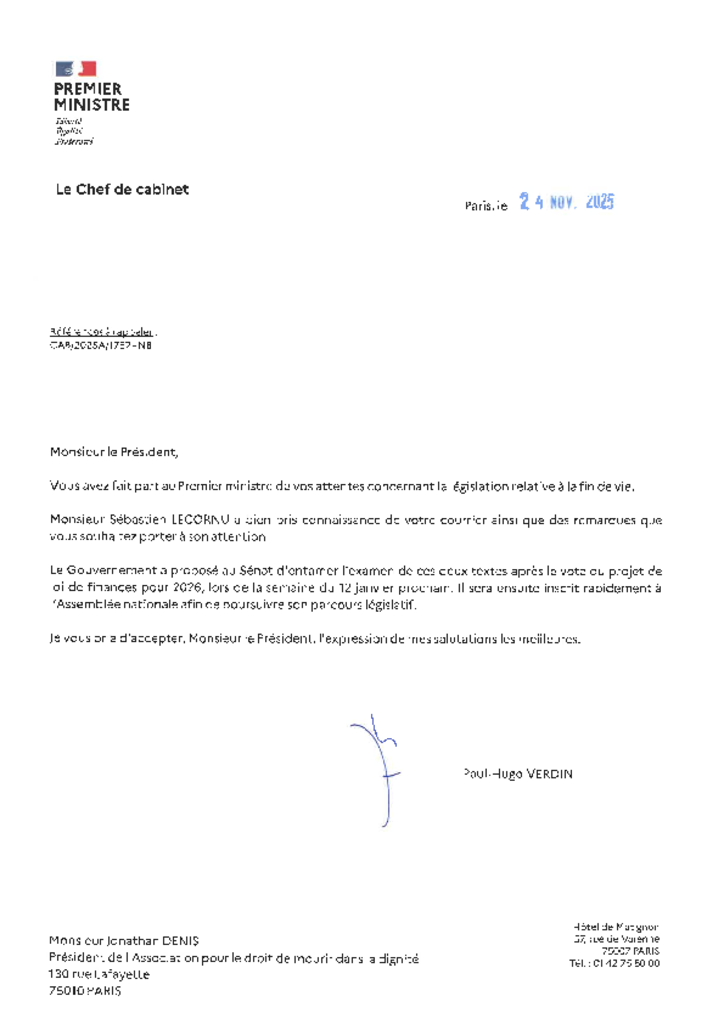Lettre du Premier ministre