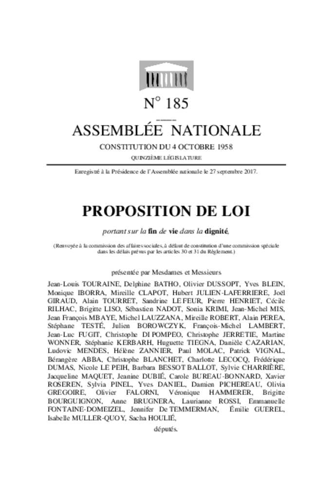 Proposition de loi déposée par monsieur Jean-Louis Touraine