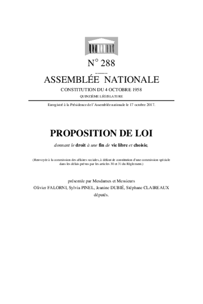 Proposition de loi sur déposée par monsieur Olivier Falorni 