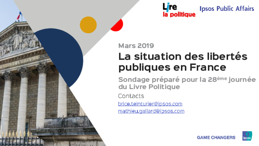 Sondage IPSOS MARS 2019 - La situation des libertés publiques en France