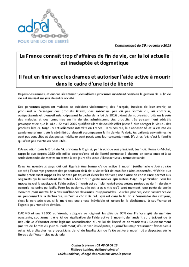 CP - 29 novembre 2019