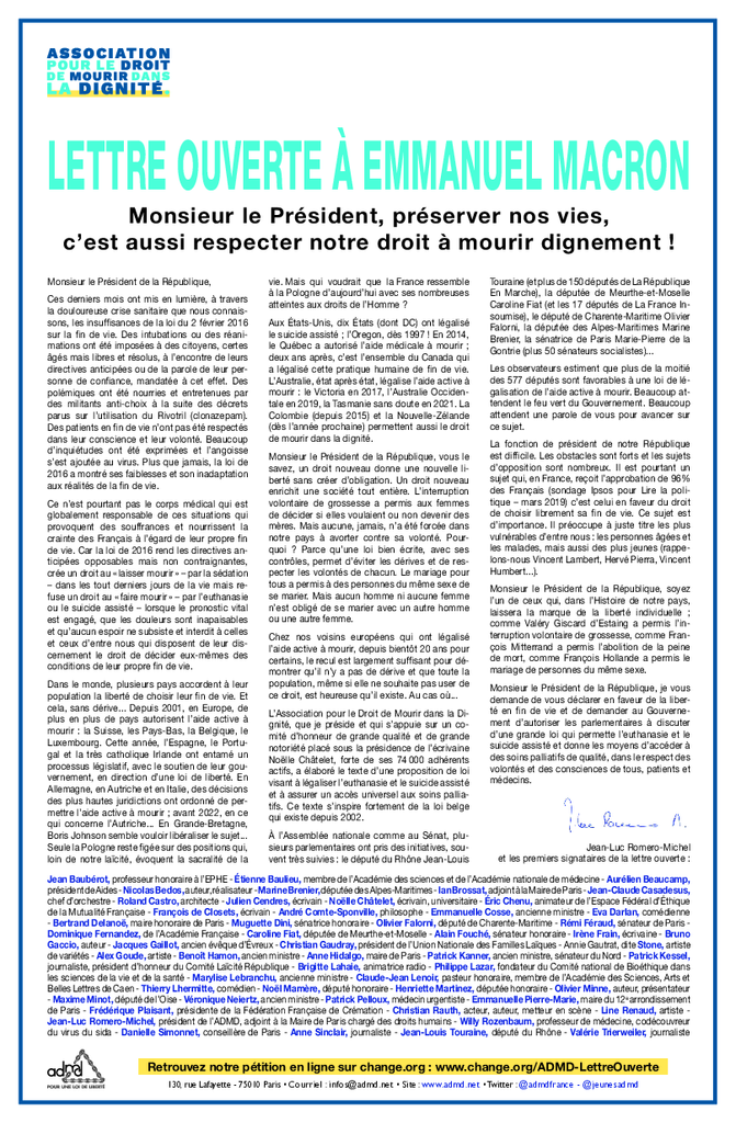 Lettre ouverte publiée en couverture du Journal Le Monde