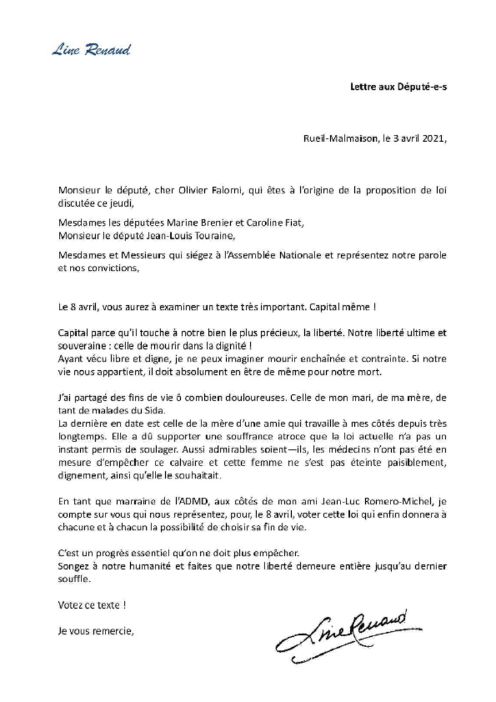 Lettre de Line Renaud