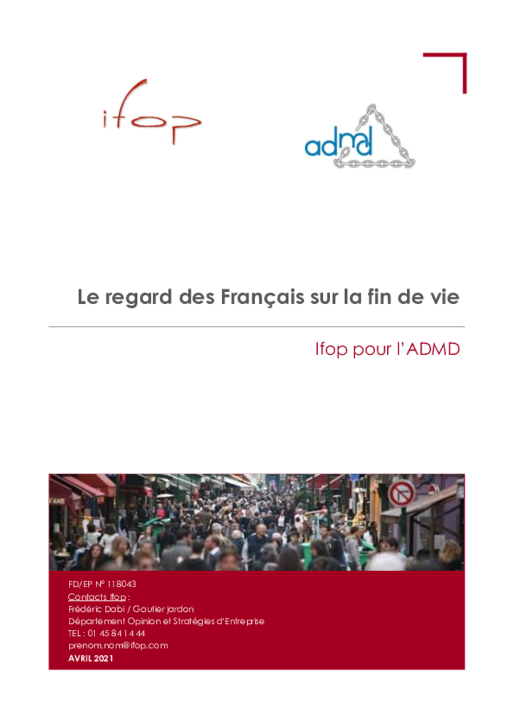 Sondage Ifop - Avril 2021 - Le regard des Français sur la fin de vie
