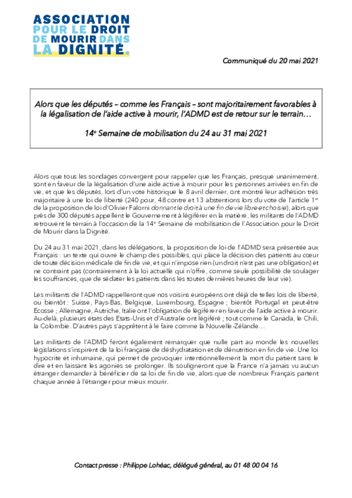 CP - 14e Semaine de mobilisation