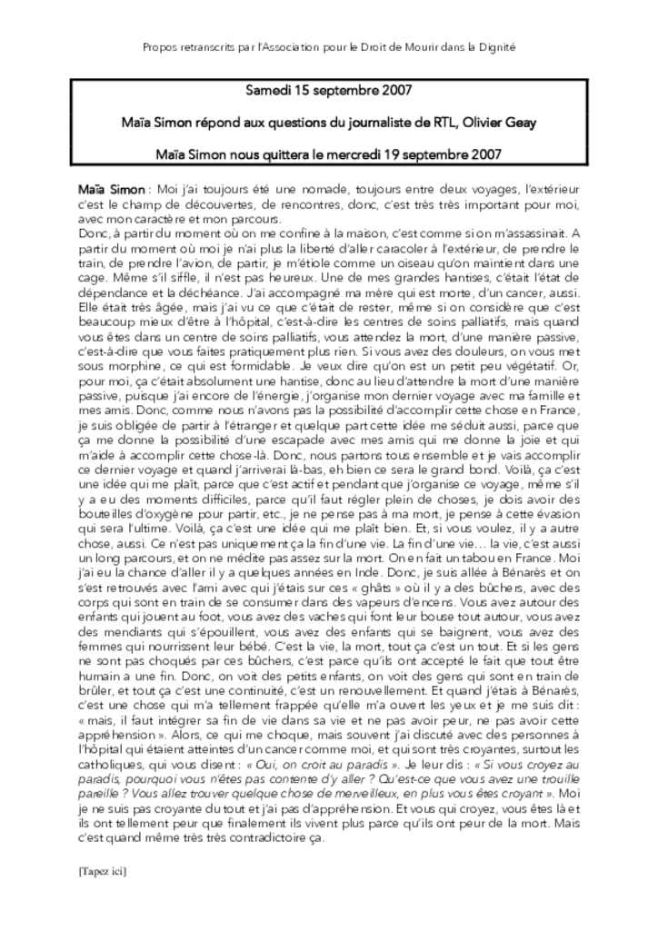 Témoignage de Maia Simon