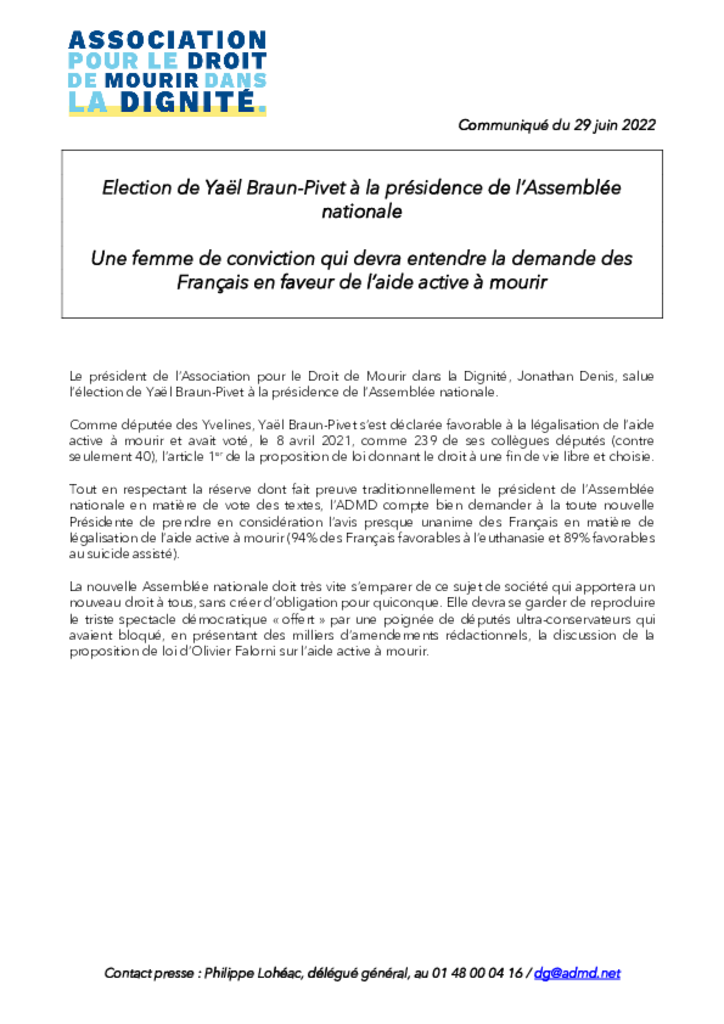 CP - Election de Yaël Braun-Pivet