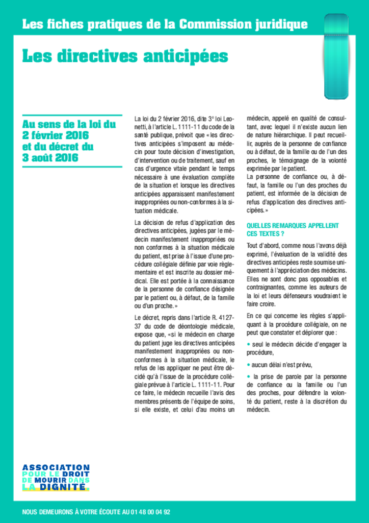 Les directives anticipées