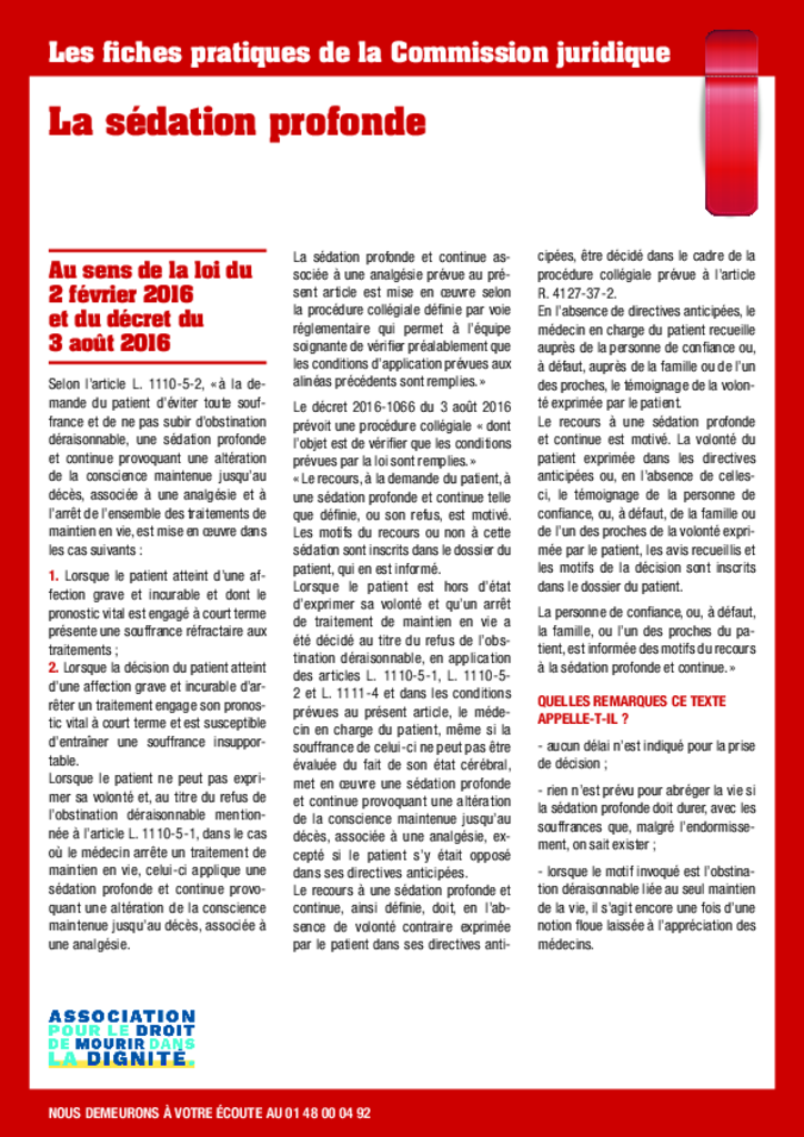 La sédation profonde