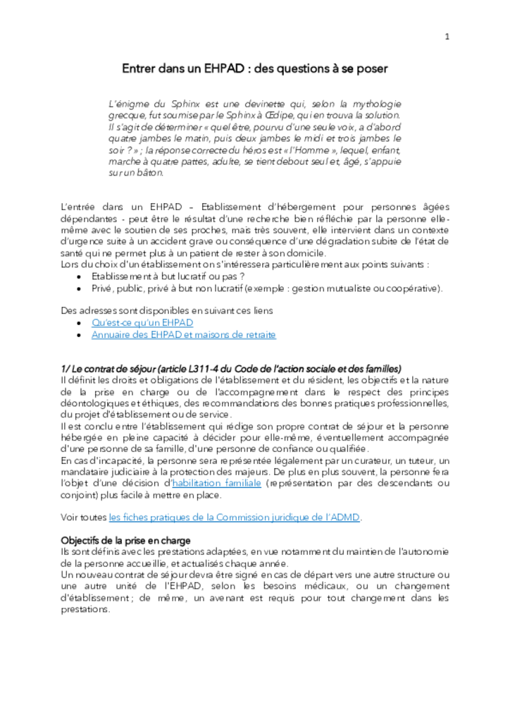 Entrer dans un Ehpad : des questions à se poser