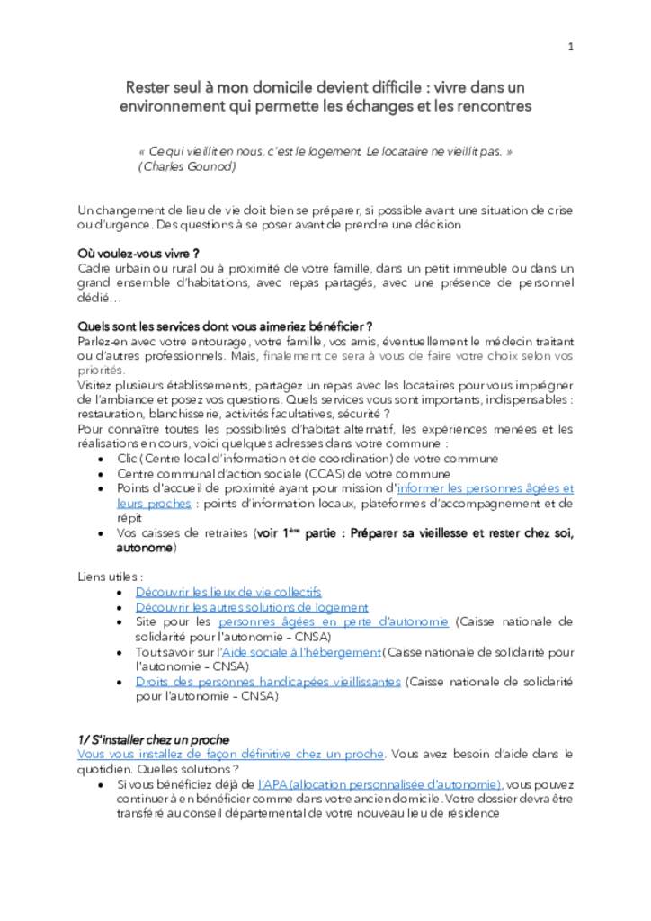 Rester seul à mon domicile devient difficile